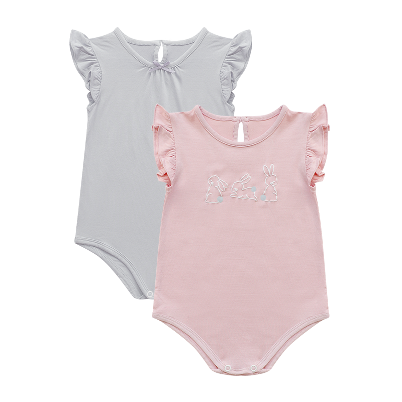 Awan Bunny Collection - Set of 2 Baby Girl One Piece Grey Pink