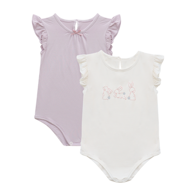Awan Bunny Collection - Set of 2 Baby Girl One Piece Orchid White