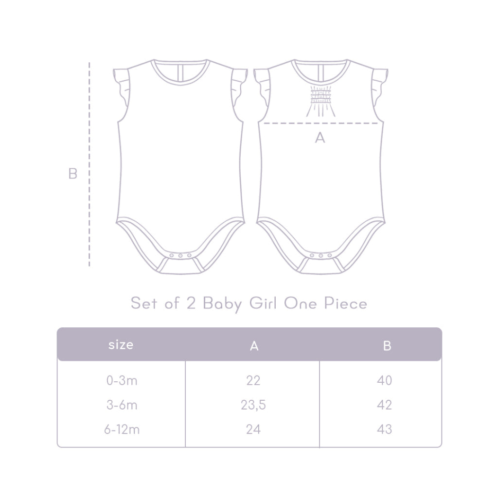 Awan Bunny Collection - Set of 2 Baby Girl One Piece Orchid White