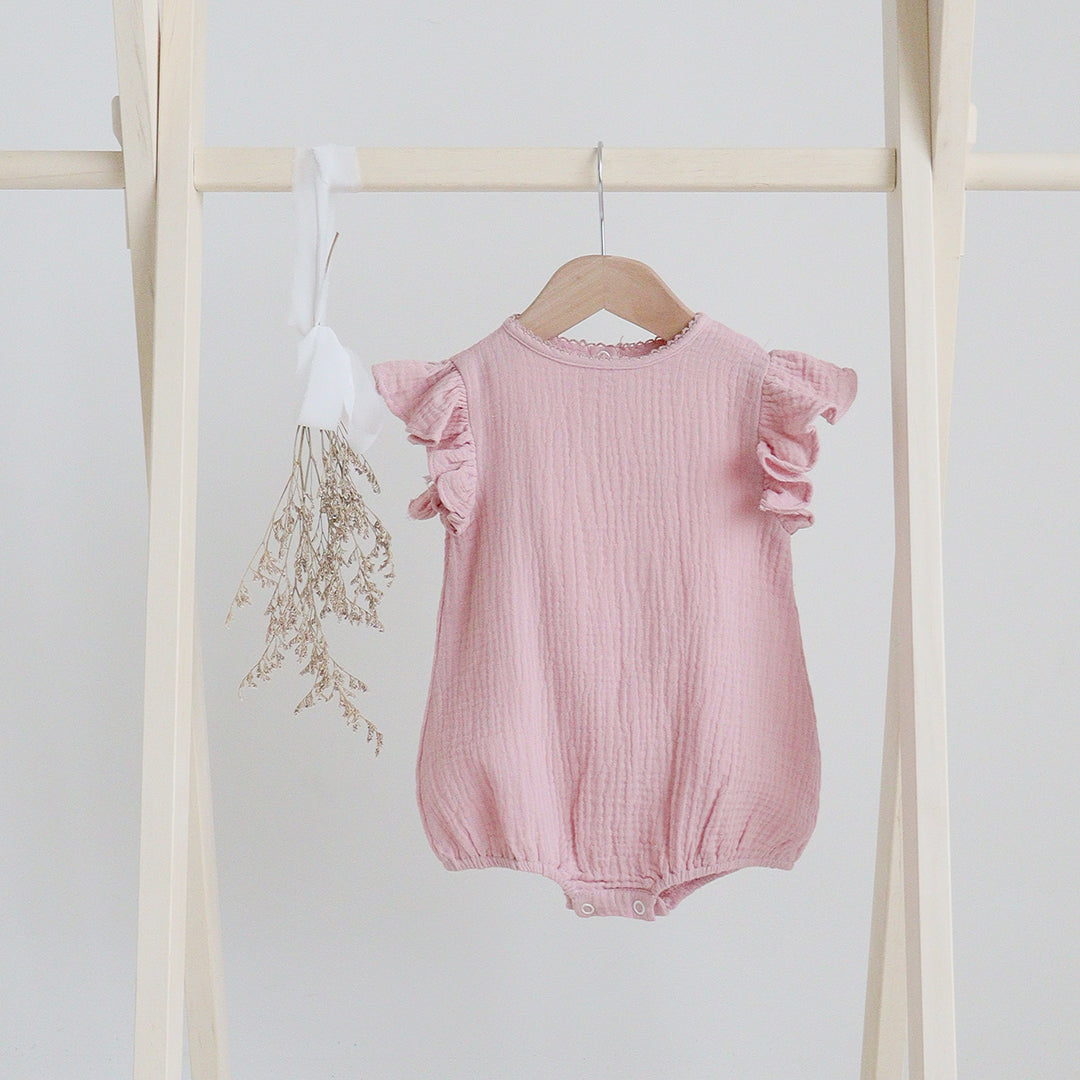 Awan Muslin Collection - Cecile Baby Onesie Dusty Rose