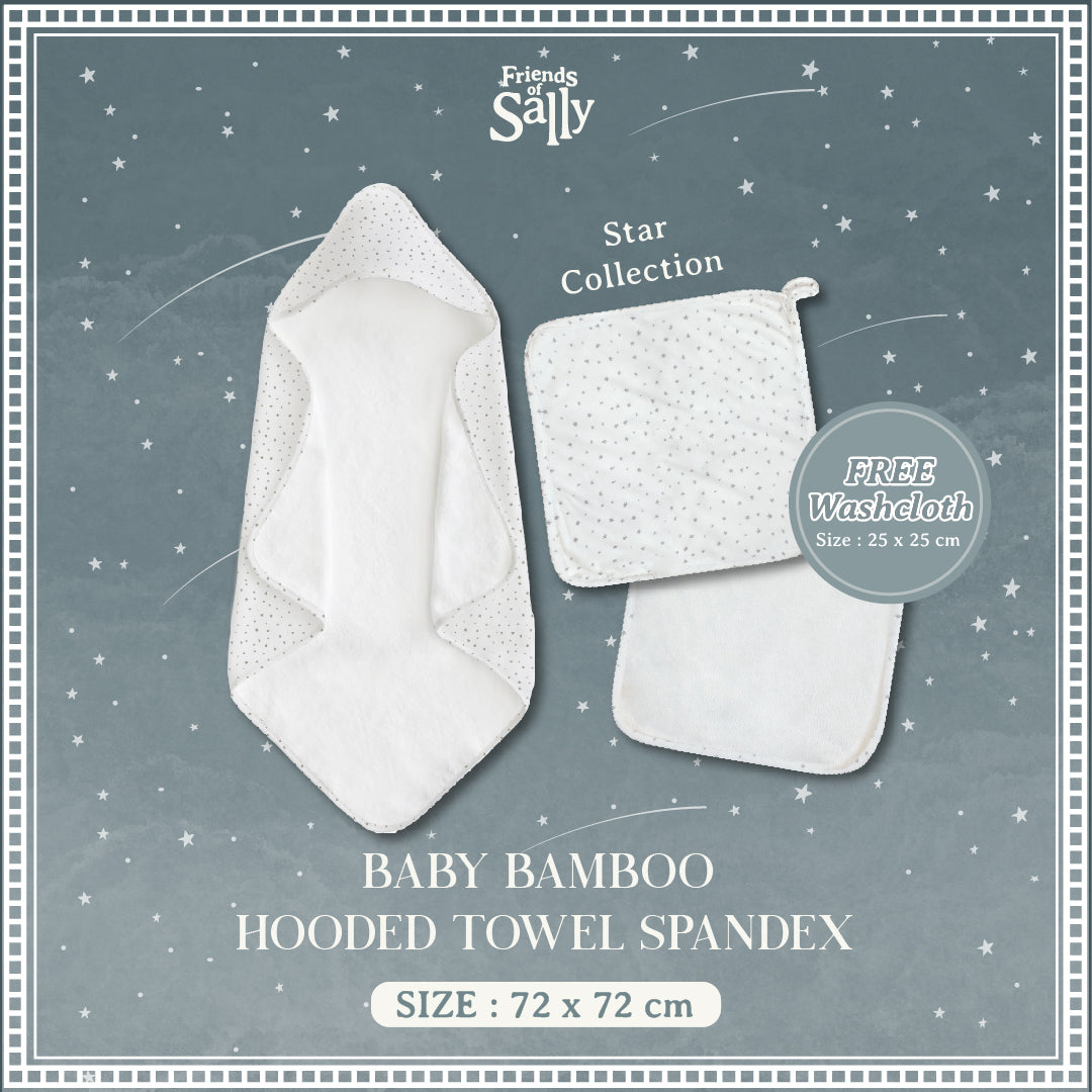 Friends of Sally Baby Bamboo Hooded Towel Spandex And Washcloth - Star