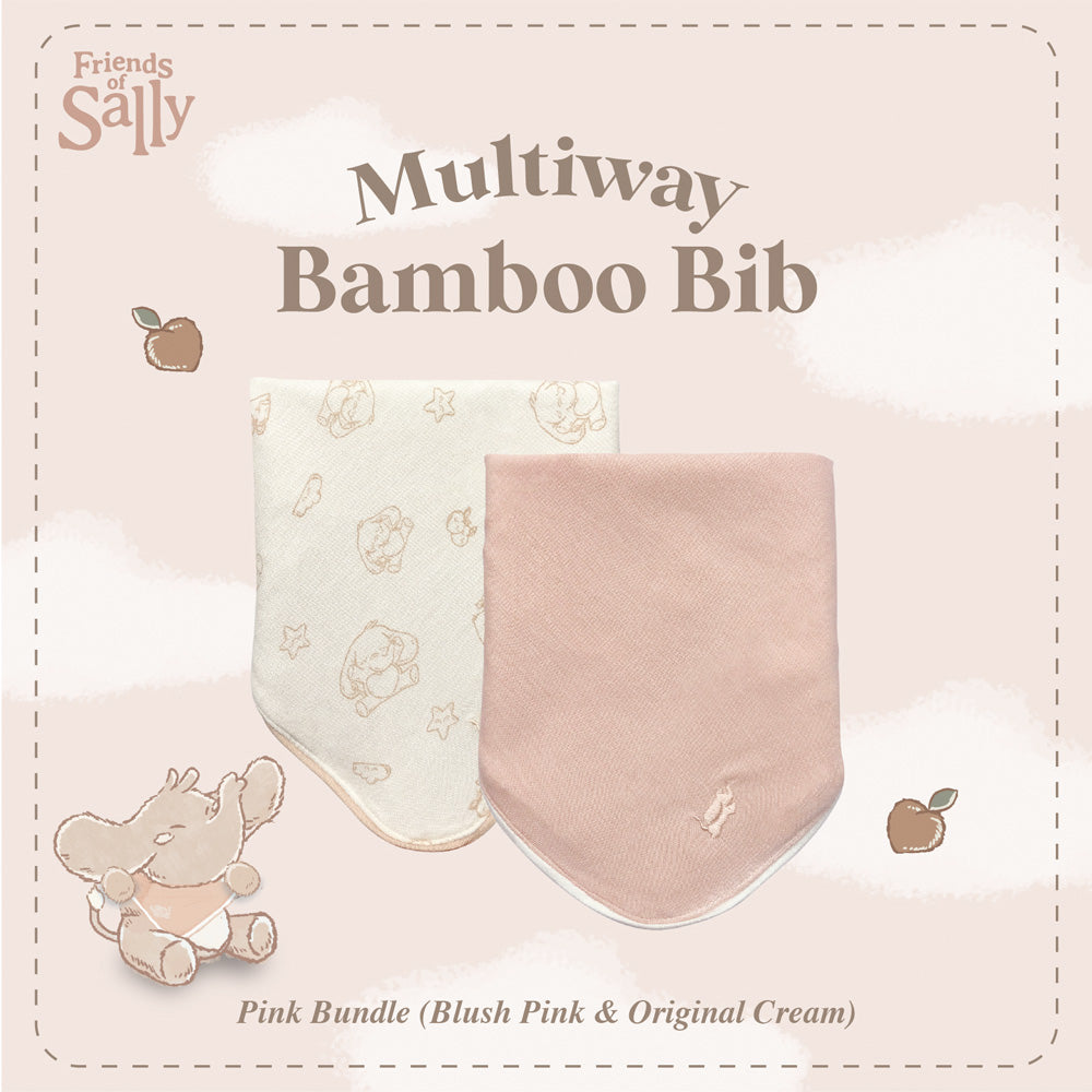 Friends of Sally Multiway Bamboo Bib - Blush Pink and Original Cream