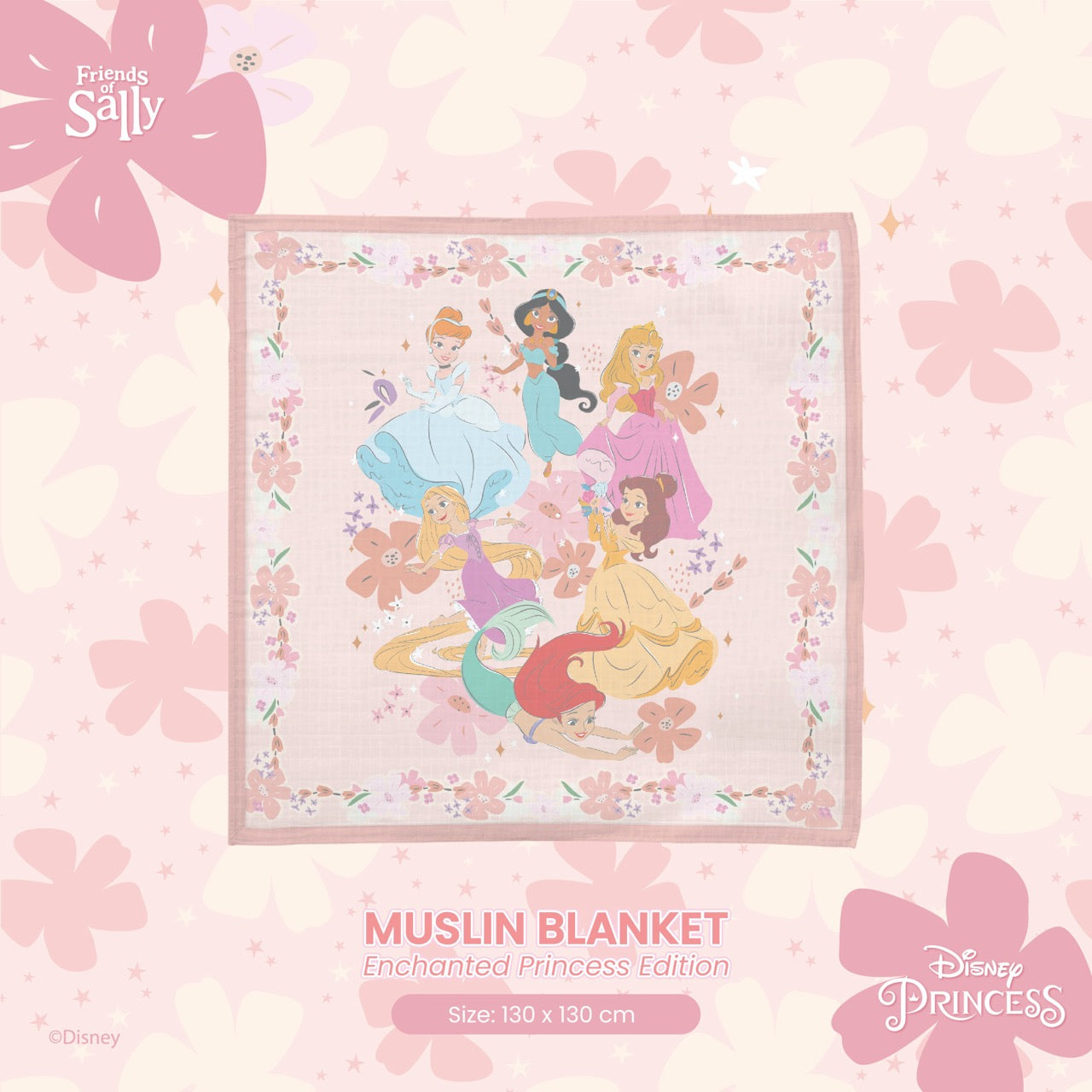 Friends of Sally Muslin Blanket Disney Enchanted Princess – Paveels - Main Image