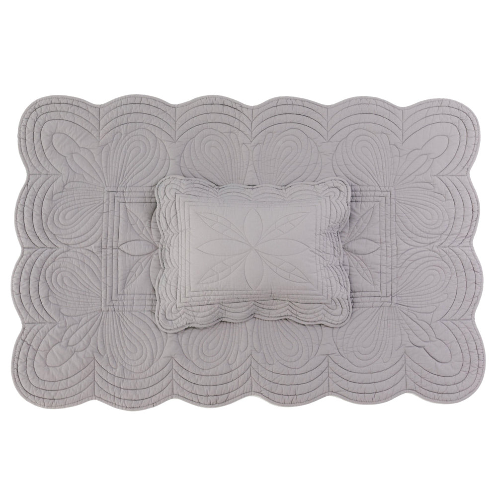 Bonne Mere Cot Quilt and Pillow Set Elephant Grey Paveels