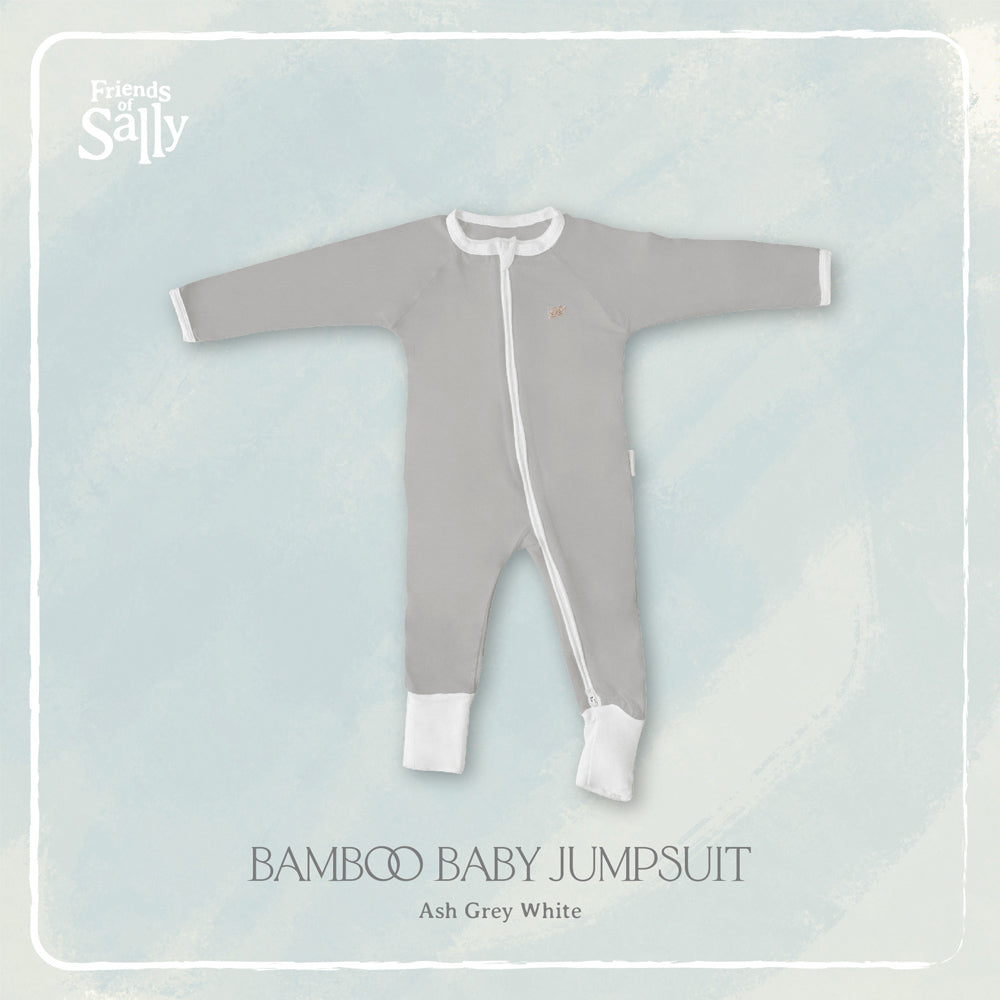 Friends of Sally Bamboo Baby Jumpsuit - Ash Grey White