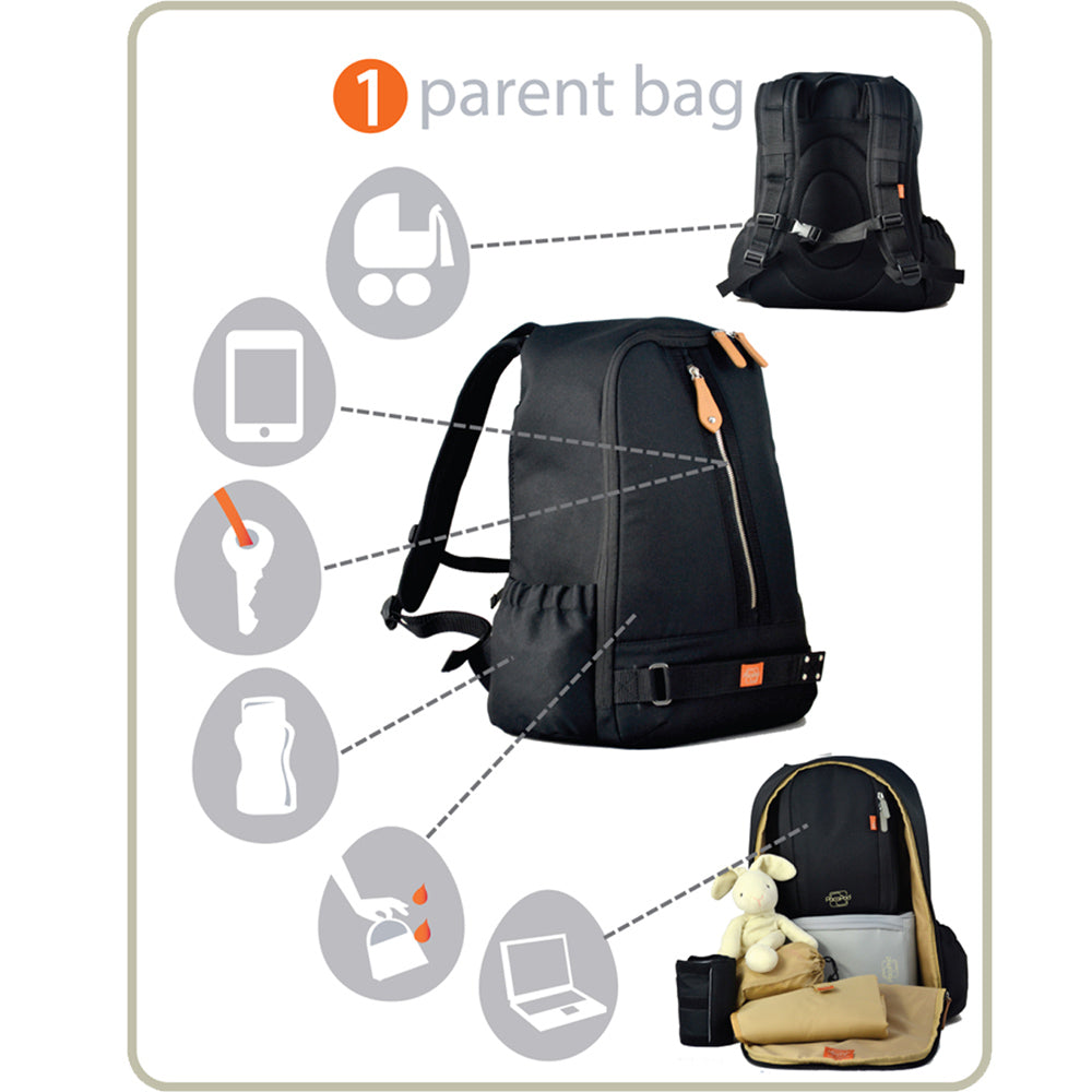 PacaPod Baby Bag Backpack 3 in 1 - Picos Black