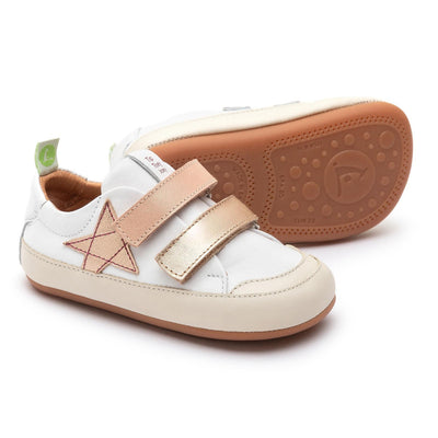 Tip Toey Joey Sneakers - Bossy Star White Metalic Salmon Candy Dream
