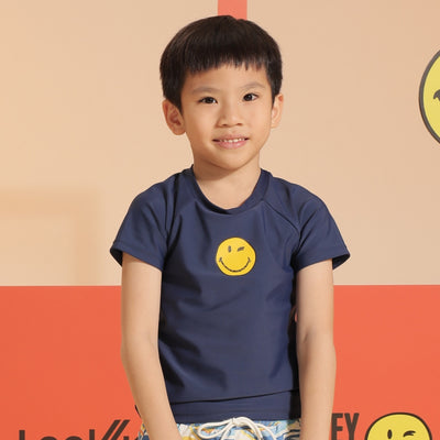 Lee Vierra Kids Smiley Navy Short Sleeve Swim Top