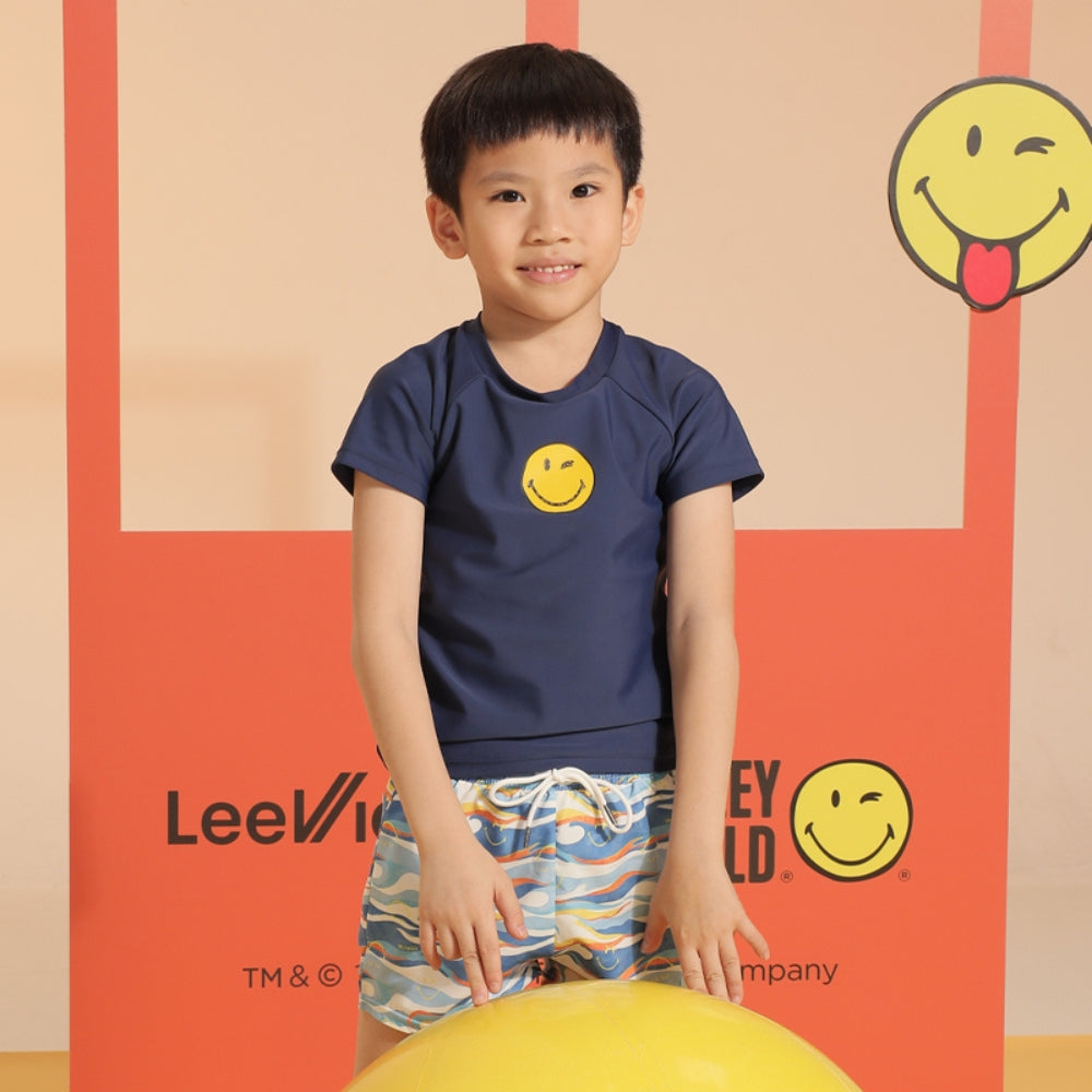 Lee Vierra Kids Smiley Navy Short Sleeve Swim Top