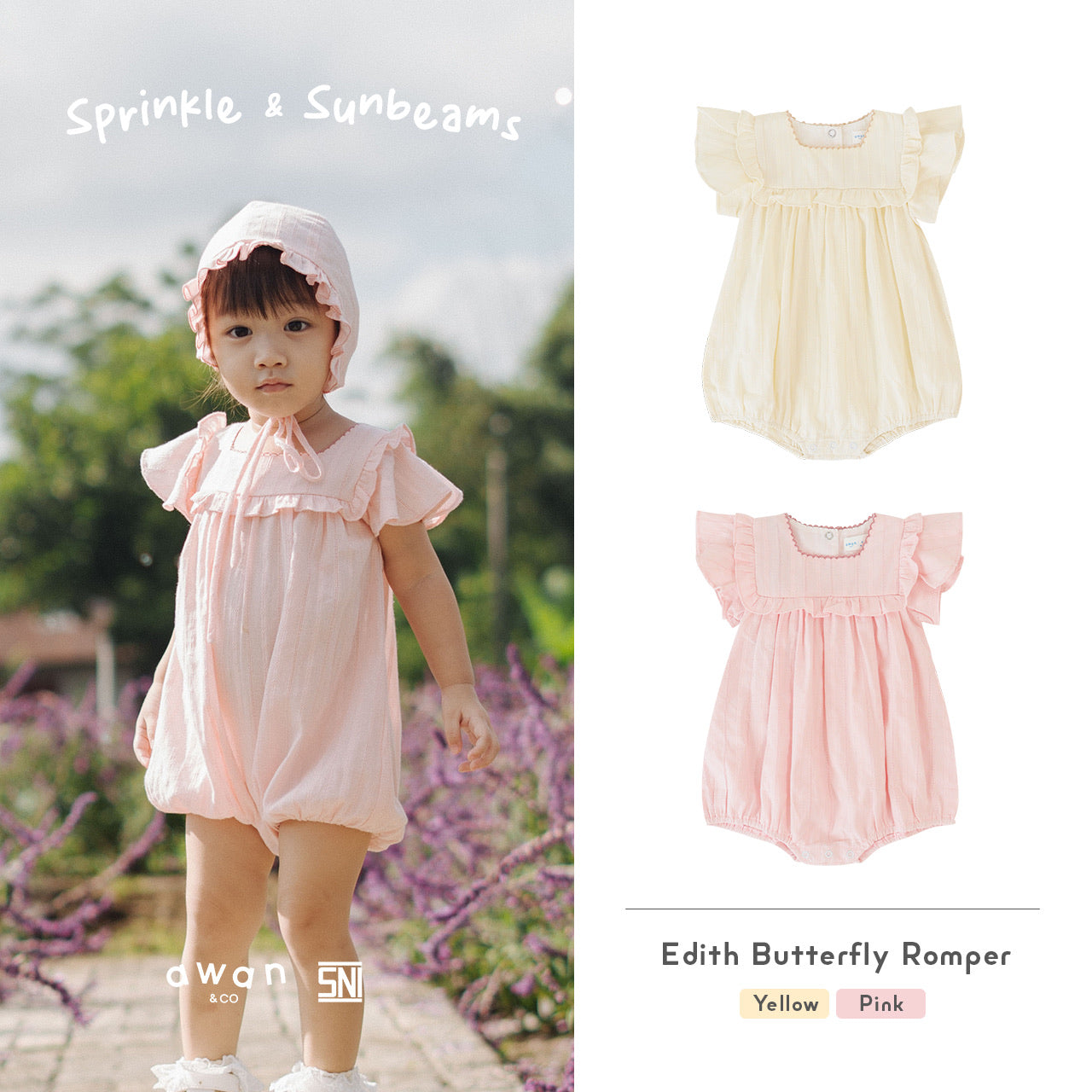 Awan Sprinkle and Sunbeams Collection - Edith Butterfly Romper