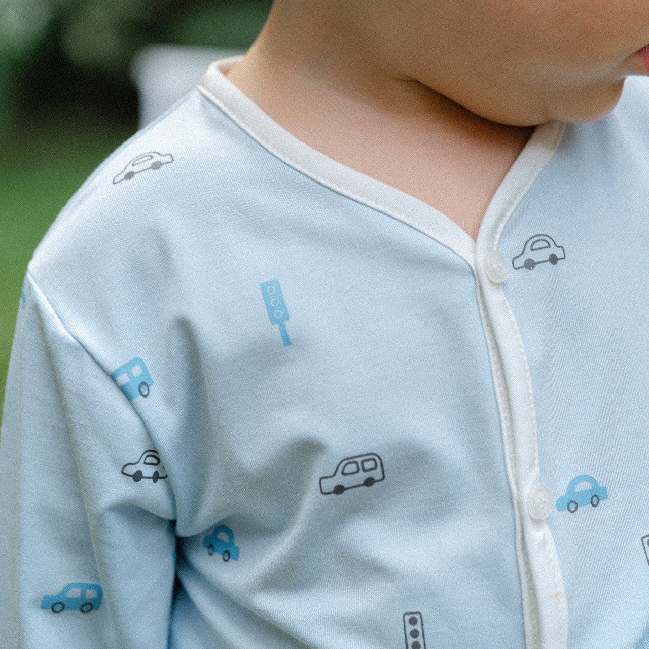 Awan Waddle and Wheels Collection - Tencel Chris Car Pyjamas in Blue