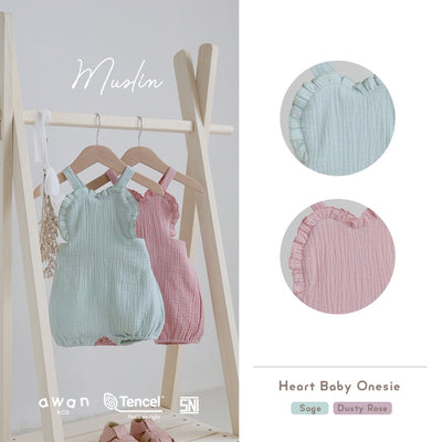 Awan Muslin Collection - Heart Baby Romper