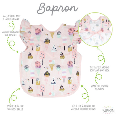 BapronBaby Bib - Pink Ice Cream Flutter