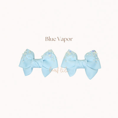 Leaf Lili Pearl Blossom Medium Hair Bow Clip Set