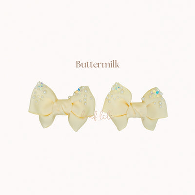Leaf Lili Pearl Blossom Medium Hair Bow Clip Set