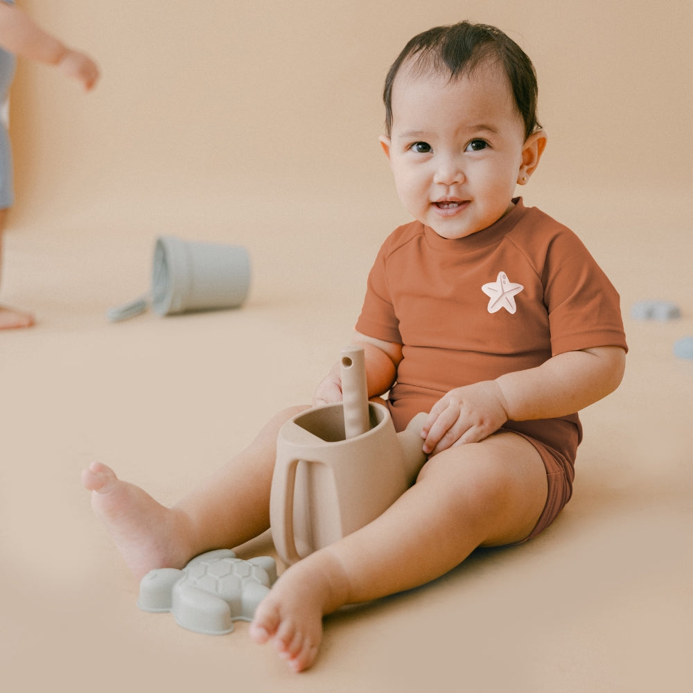 Lee Vierra Kids Noel Au Soleil Unisex Short Sleeved Baby Diving - Terracotta