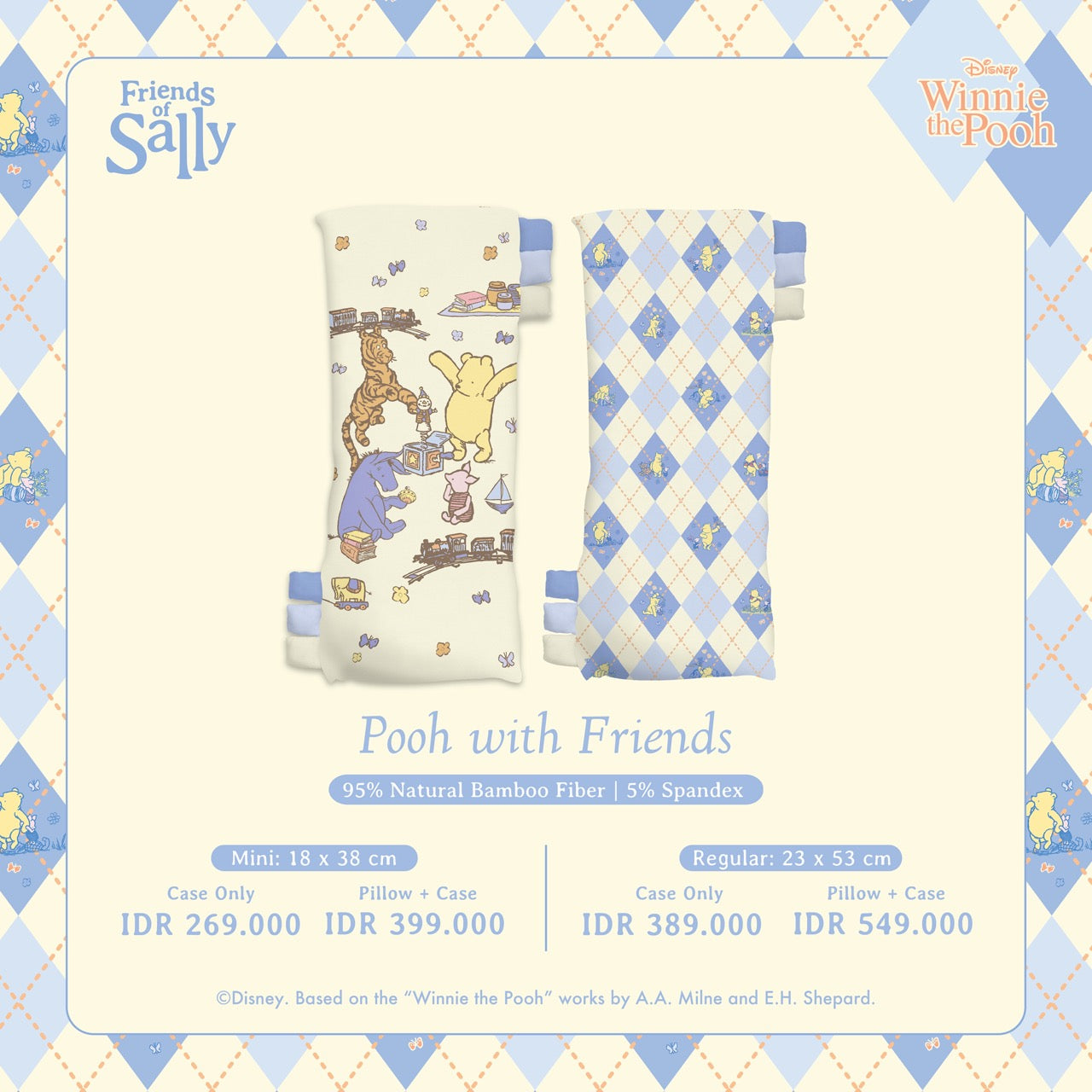 Friends of Sally Hug Pillow Case - Pooh with Friends