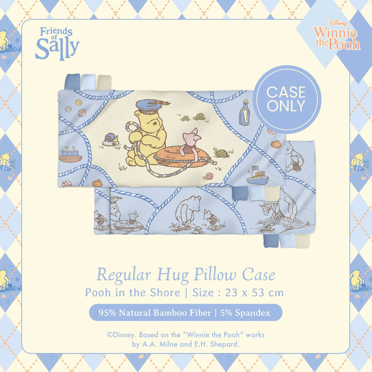 Friends of Sally Hug Pillow Case - Pooh in the Shore