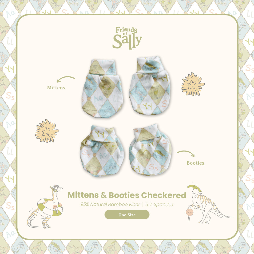 Friends of Sally Mittens and Booties - Checkered