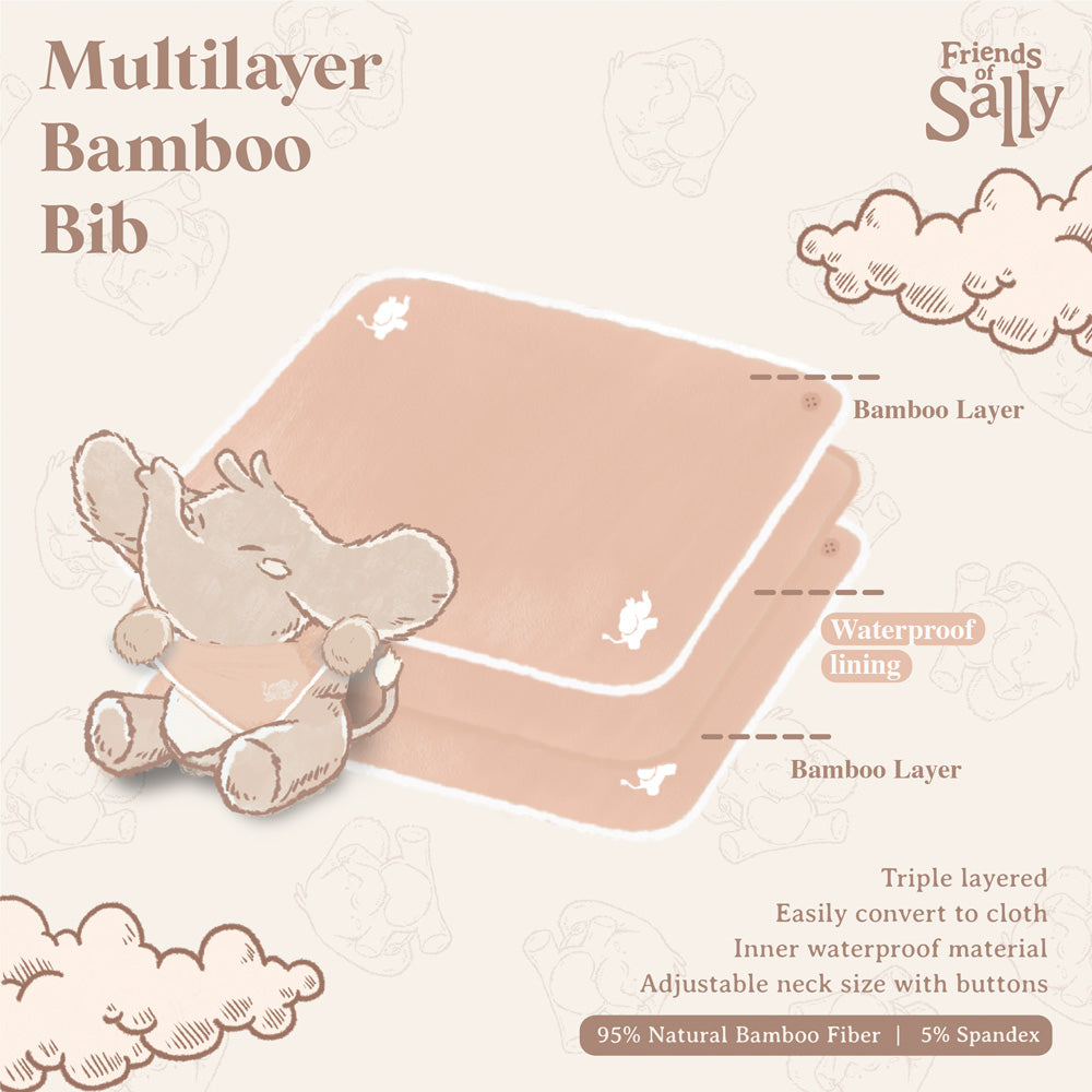 Friends of Sally Multiway Bamboo Bib - Ash Grey and Original Cream
