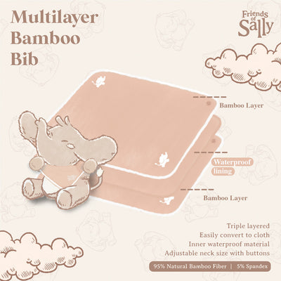 Friends of Sally Multiway Bamboo Bib - Ash Grey and Original Cream