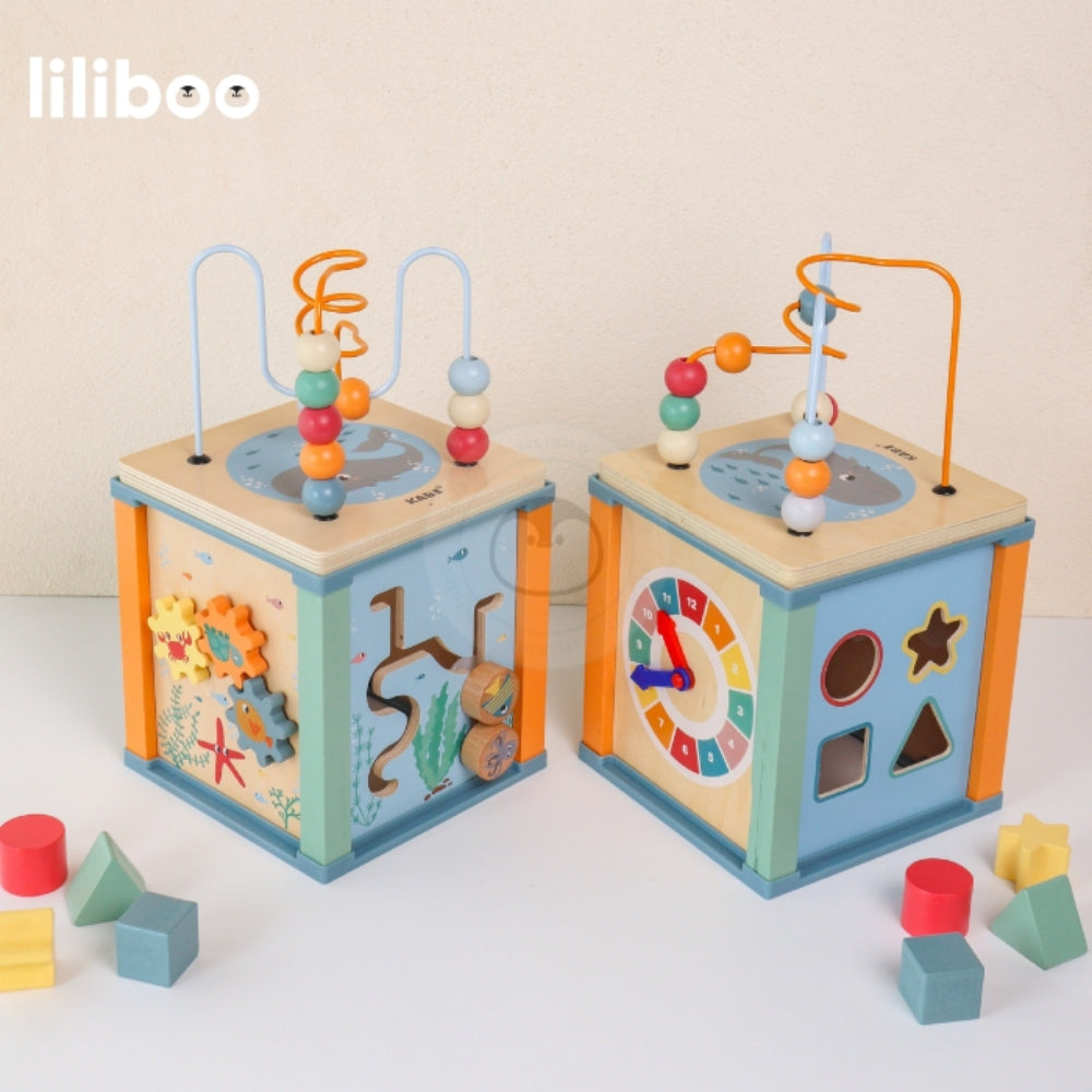 Liliboo Etsu Activity Cube 5in1 Mainan Edukasi Anak Montessori Kayu
