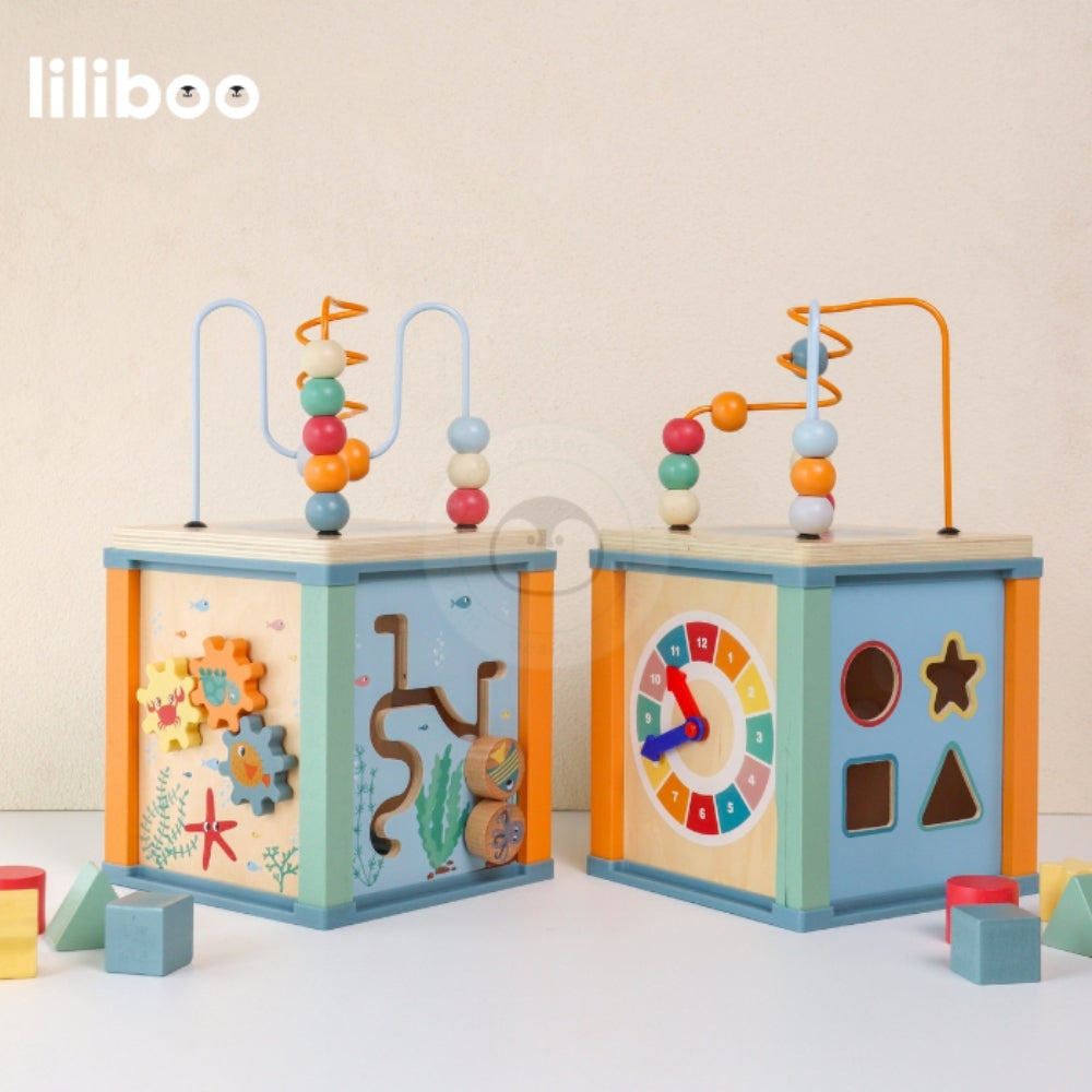 Liliboo Etsu Activity Cube 5in1 Mainan Edukasi Anak Montessori Kayu