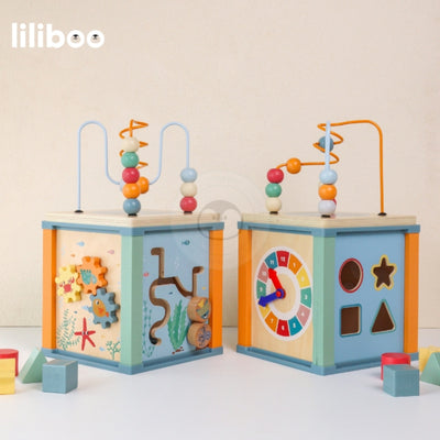 Liliboo Etsu Activity Cube 5in1 Mainan Edukasi Anak Montessori Kayu