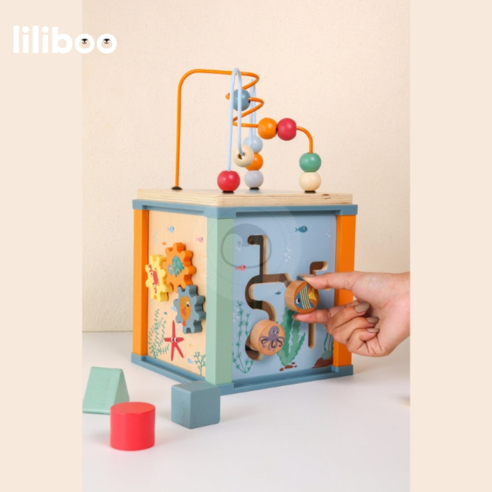 Liliboo Etsu Activity Cube 5in1 Mainan Edukasi Anak Montessori Kayu