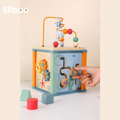 Liliboo Etsu Activity Cube 5in1 Mainan Edukasi Anak Montessori Kayu