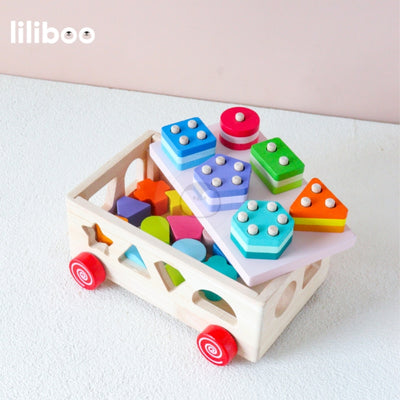 Liliboo Etsu Shape Sorter Wagon 3in1 Mainan Edukasi Anak Montessori Kayu