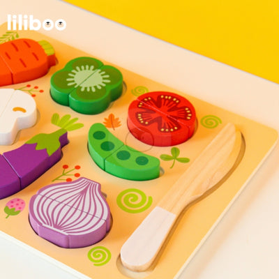 Liliboo Isao Kitchen Cutting Board Pretend Play Mainan Edukasi Anak Montessori Kayu