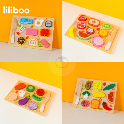 Liliboo Isao Kitchen Cutting Board Pretend Play Mainan Edukasi Anak Montessori Kayu