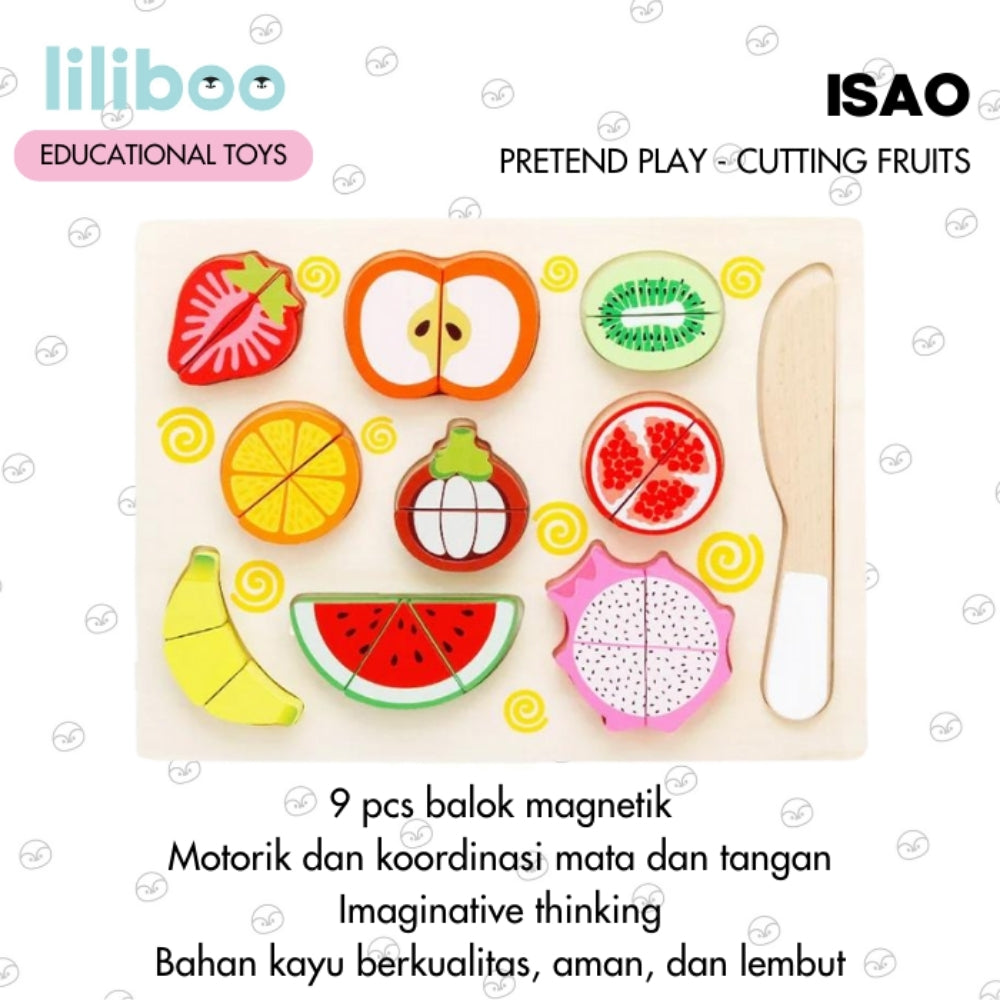 Liliboo Isao Kitchen Cutting Board Pretend Play Mainan Edukasi Anak Montessori Kayu