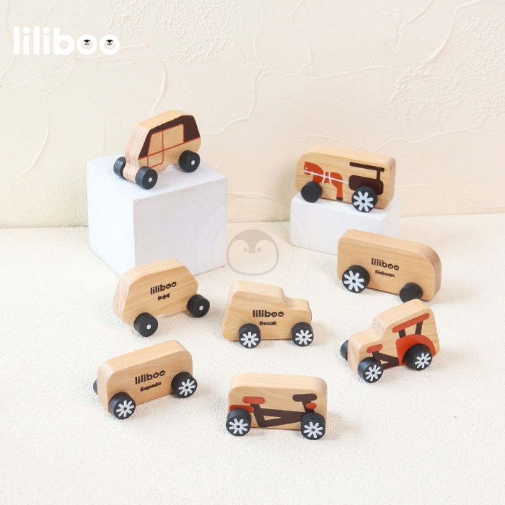 Liliboo Jelajah Wooden Cars Mainan Edukasi Anak Montessori Kayu Tradisional
