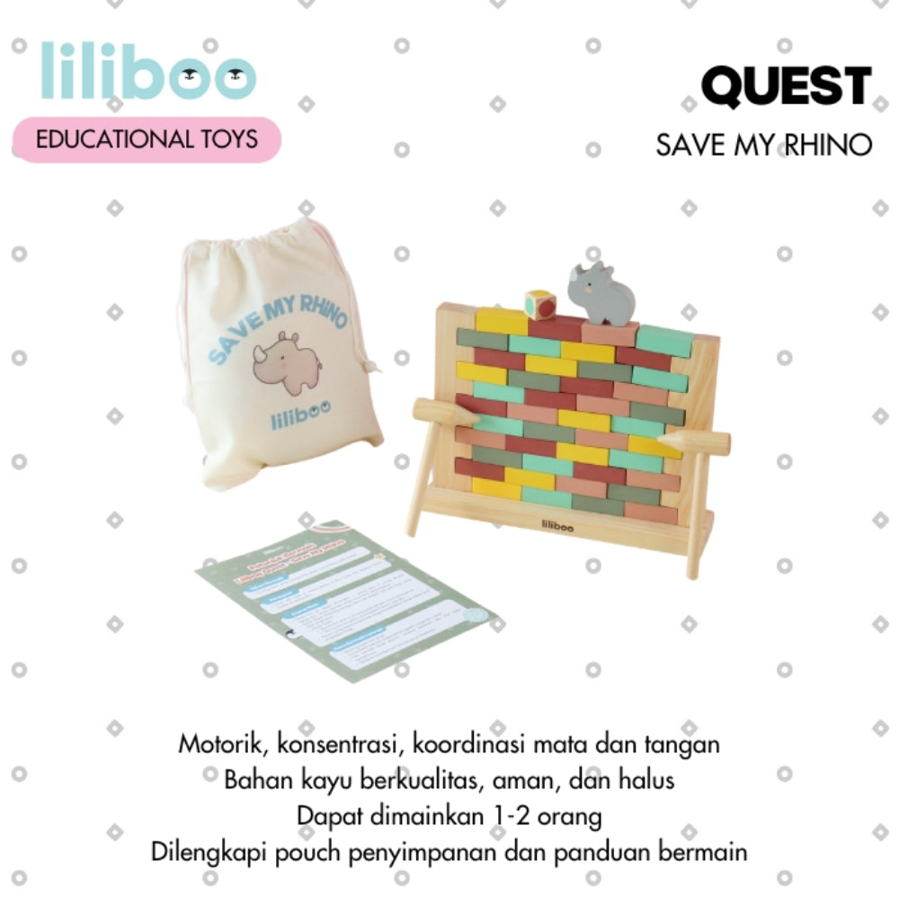 Liliboo Quest Save My Rhino Mainan Edukasi Anak Montessori Kayu