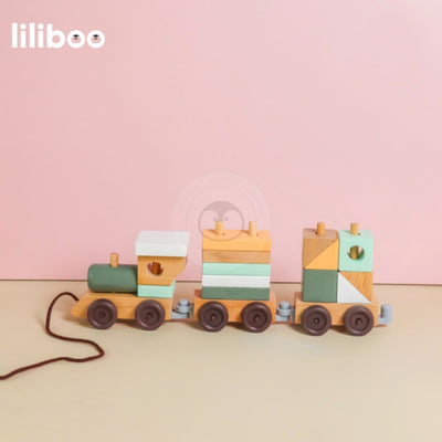 Liliboo Ruri Wooden Block Train Mainan Edukasi Anak Montessori Kayu