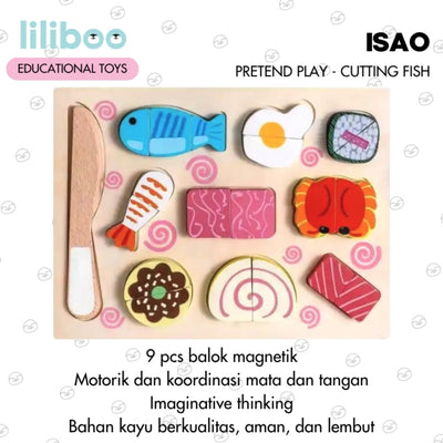 Liliboo Isao Kitchen Cutting Board Pretend Play Mainan Edukasi Anak Montessori Kayu