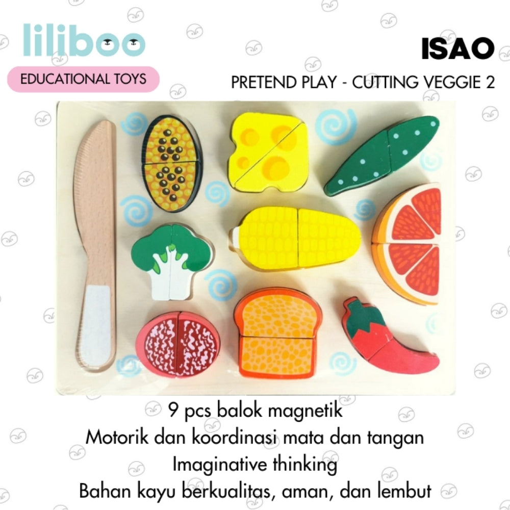 Liliboo Isao Kitchen Cutting Board Pretend Play Mainan Edukasi Anak Montessori Kayu