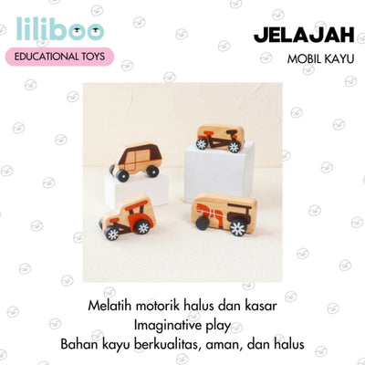 Liliboo Jelajah Wooden Cars Mainan Edukasi Anak Montessori Kayu Tradisional