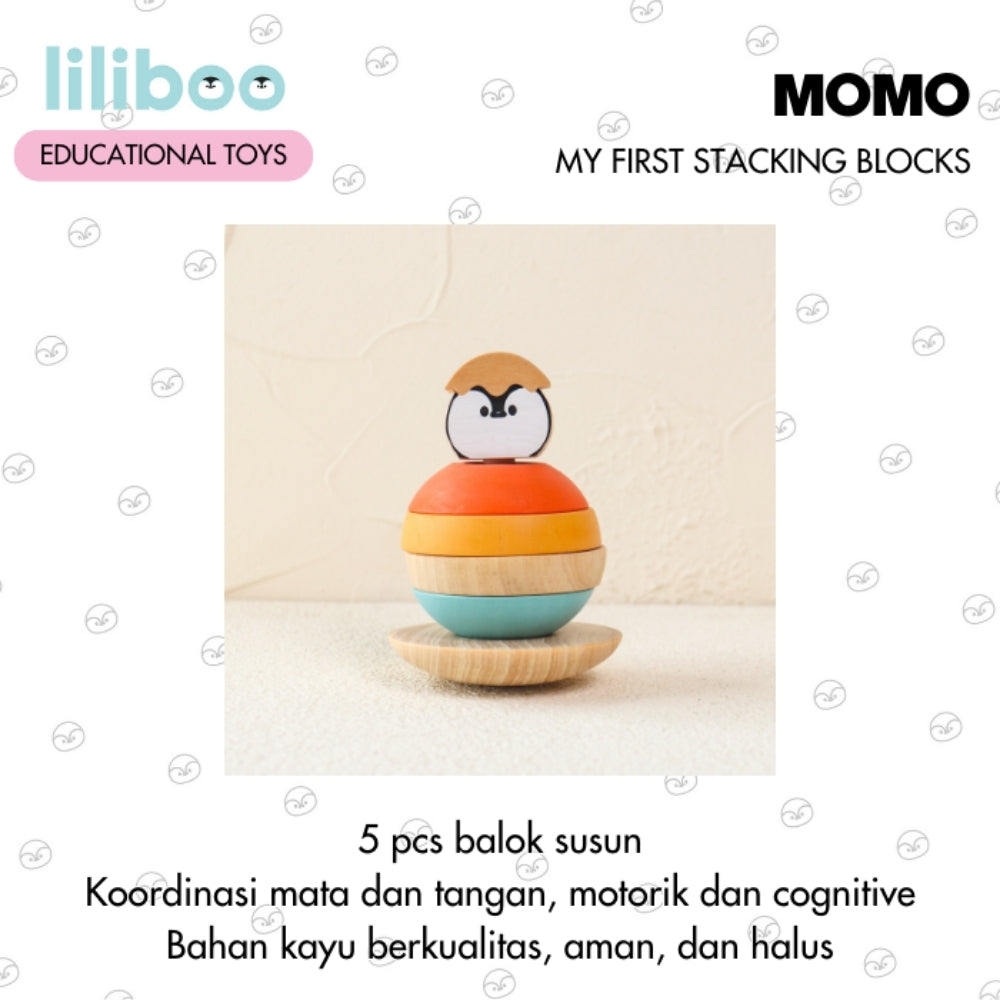 Liliboo Momo My First Stacking Blocks Mainan Edukasi Anak Montessori Kayu