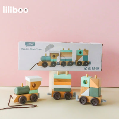 Liliboo Ruri Wooden Block Train Mainan Edukasi Anak Montessori Kayu