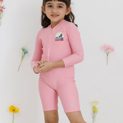 Lee Vierra Kids Soleil Unisex Long Sleeves Diving - Pink Beach