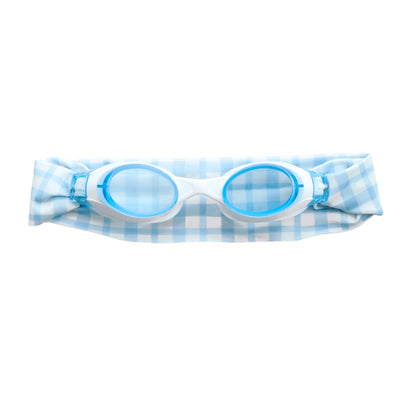 Lee Vierra Kids Tangle-Free Goggle Elastic Strap - Blue Gingham