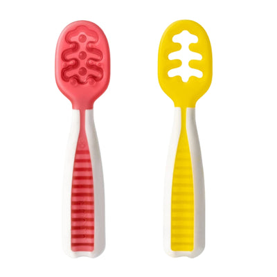 Num Num Pre-Spoon Gootensils - Raspberry Red + Sunshine Yellow