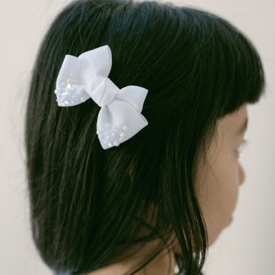 Leaf Lili Pearl Blossom Medium Hair Bow Clip Set