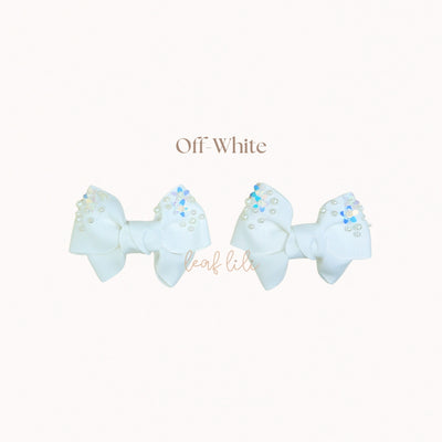 Leaf Lili Pearl Blossom Medium Hair Bow Clip Set
