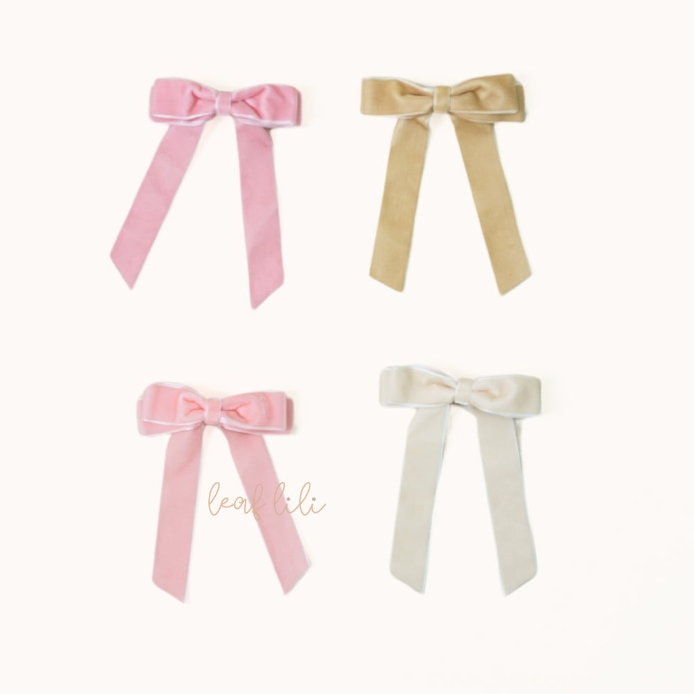 Leaf Lili Velvet Long Tail Hair Bow Clip