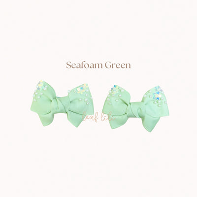 Leaf Lili Pearl Blossom Medium Hair Bow Clip Set