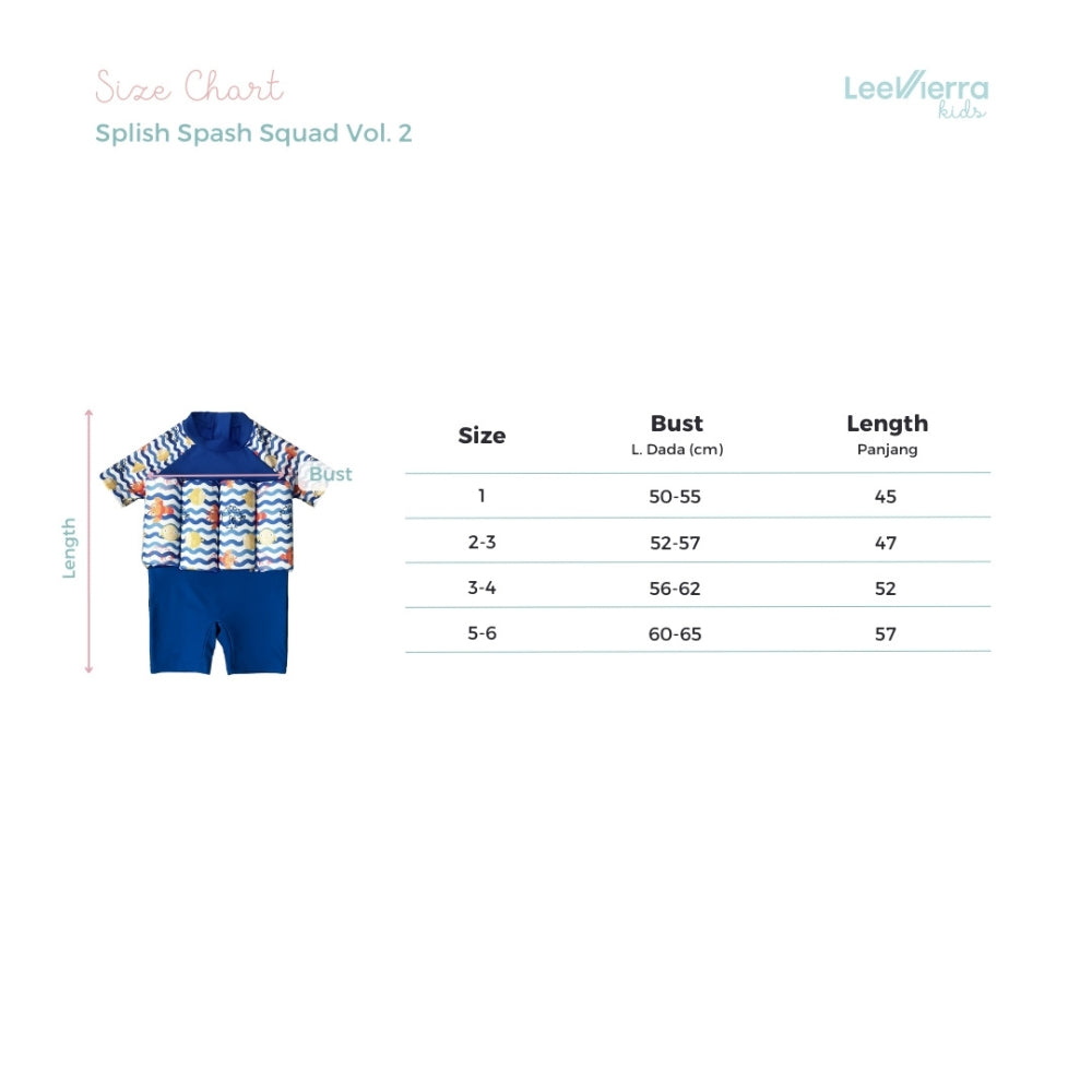 Lee Vierra Kids x The Overtee Kids Splish Splash Squad Blue Short Diving Floatsuit - Blue Floatsuit